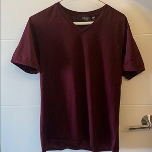 Burgundy Slim Fit V-neck Tee Shirt